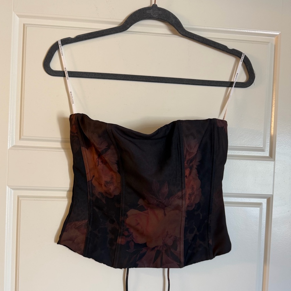 White fox Floral Black and Brown Women's corset Top